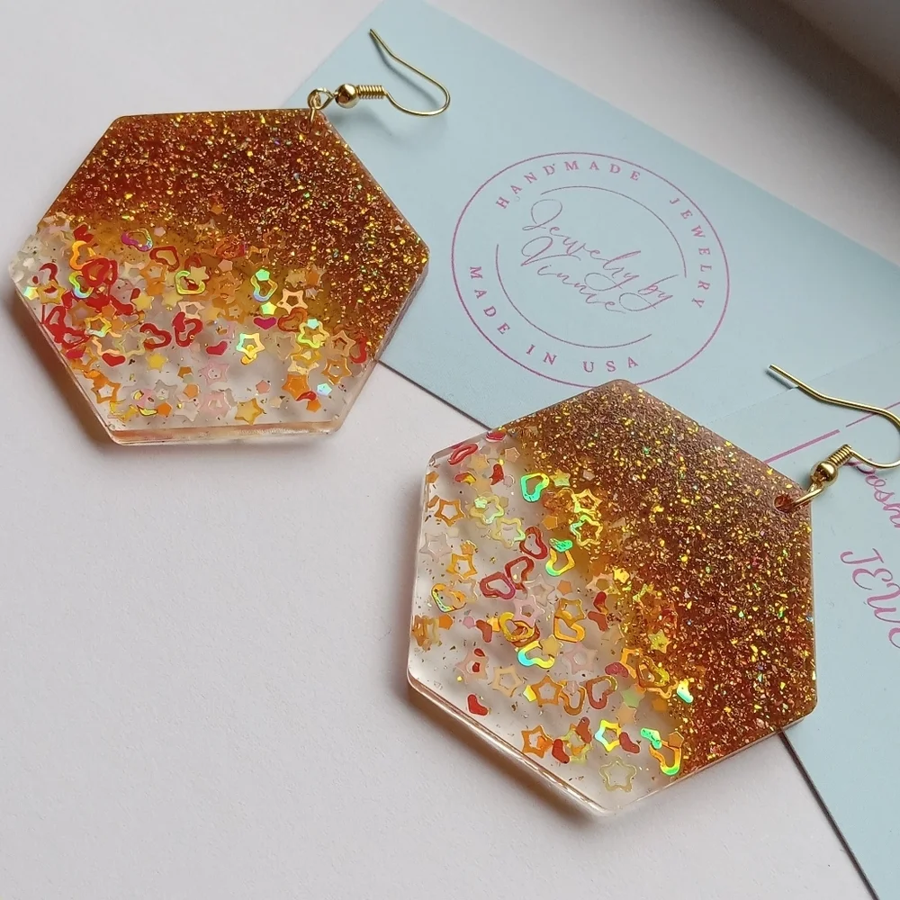Hand Crafted Resin Sunset And Campfires Collection Earrings